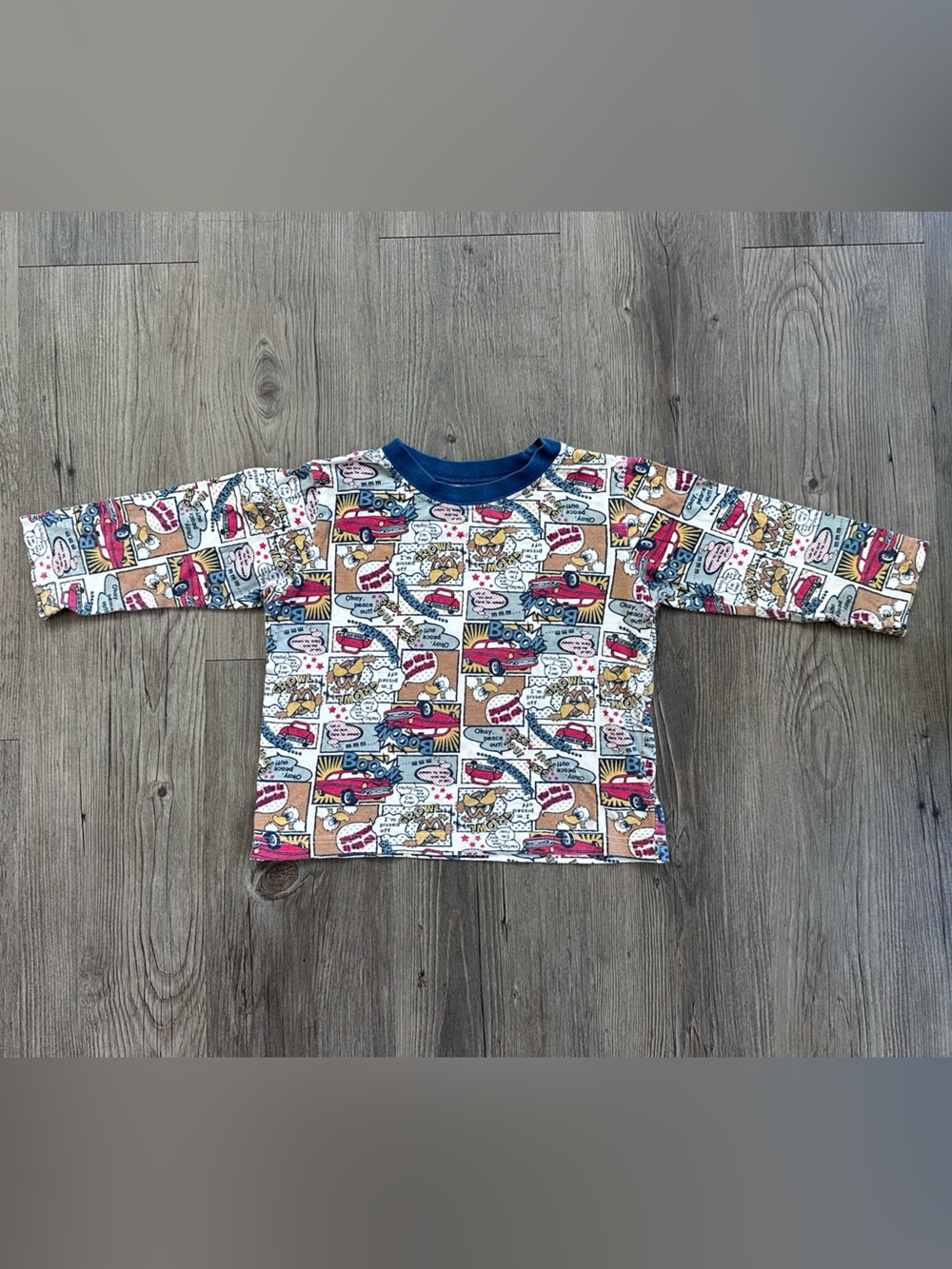 Vintage Kids Long Sleeve Cartoon Comic Tee - Multicolor